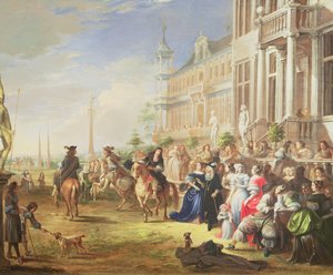 Eleganckie towarzystwo przed pałacem, 1668